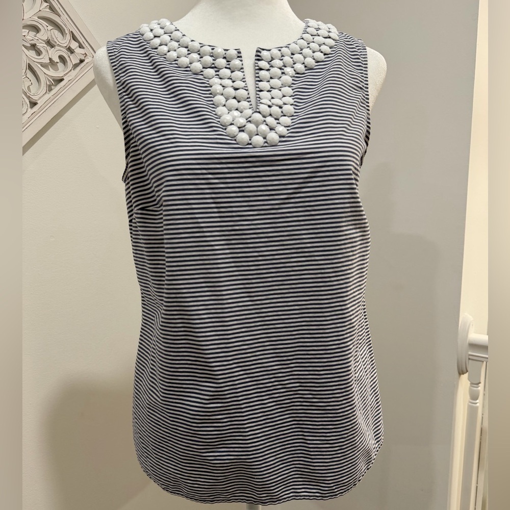 Talbots Blue and White Striped Top